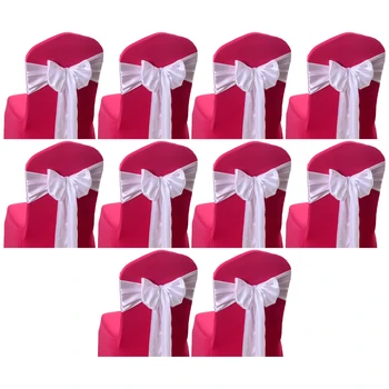 10шт Створки для стульев Атласные ленты для чехлов для стульев для свадебной вечеринки Украшения отеля Банты Ремни для стульев Створки Инструменты для домашнего текстиля Изображение
