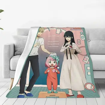 Семейные одеяла Anime Spy X, флисовые всесезонные портативные ультрамягкие пледы для дивана, покрывало для спальни Изображение
