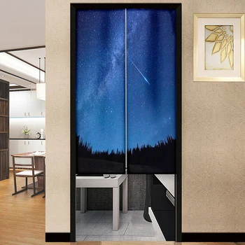 Японская дверная занавеска Star Sky Forest, шторы для домашней кухни, вход в столовую в ресторане, Подвесная полупрозрачная занавеска Изображение