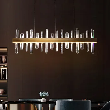 Современная Роскошная Хрустальная люстра K9, светодиодные подвесные светильники для столовой, светильники для декора кухни, Золотые подвесные светильники Изображение