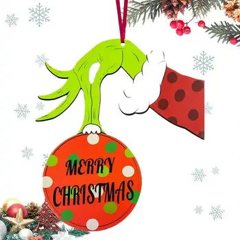 Рождественская вывеска с ремешком Деревянные забавные вывески с красным ремешком и прозрачной печатью Принадлежности для настенного искусства Для оконных стен Рождество Изображение