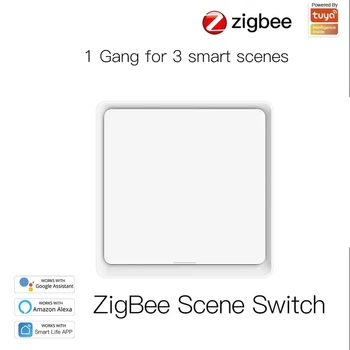 Кнопочный контроллер Tuya ZigBee Smart Scene Switch 4 группы 12 переключателей сцен Работает с приложением Smart Life ZigBee Gateway Изображение