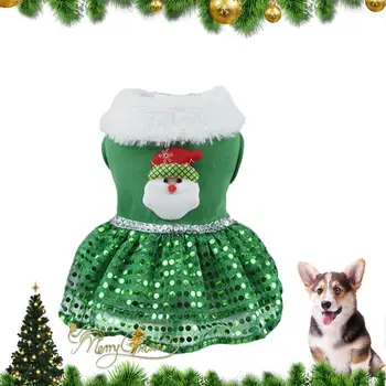Рождественские костюмы для собак Санта-Клаус, Рождественское платье для собак, тематические платья для собак, наряды для девочек, одежда для собак, пальто для кошек Изображение