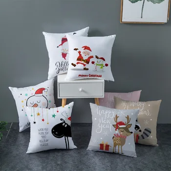 С Рождеством, Наволочка 45x45 Мягкая Симпатичная наволочка для дивана автомобиля Декоративные подушки для гостиной Изображение