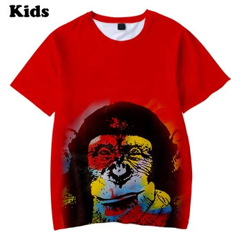 футболки с орангутангом, Топы для мальчиков и девочек, Летние Модные повседневные футболки с принтом в стиле Харадзюку, Детские футболки с орангутангом, Детские футболки Изображение