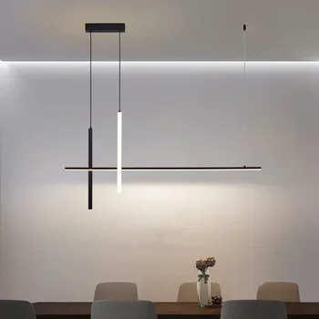 2023 Современные минималистичные светодиодные подвесные светильники с регулируемой яркостью для кухни, офисного стола, столовой, Люстры, Люстры для домашнего декора, светильники Изображение