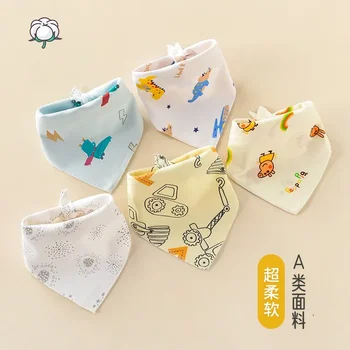 Новое детское полотенце от слюны, детское Хлопчатобумажное Треугольное полотенце на пуговицах, Двойной нагрудник для новорожденных, впитывающий нагрудник для новорожденных Изображение