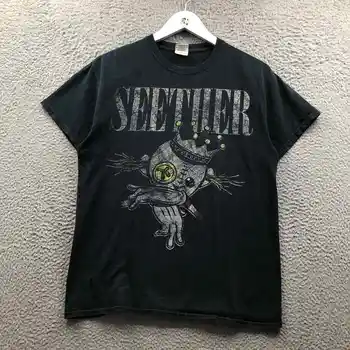 Мужская футболка Seether Tour 2014 с круглым вырезом и коротким рукавом среднего размера, черная с рисунком Изображение