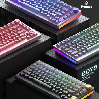 Механическая клавиатура Monka 6075 81 клавиша RGB подсветки, прокладка из алюминия, Проводная клавиатура с горячей заменой, бесплатная доставка, игровая клавиатура Изображение