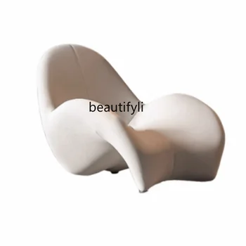 Современный Новый Легкий Роскошный Креативный стул для отдыха с изогнутой спинкой, простое кресло в форме FRP, одноместный диван-кресло Изображение
