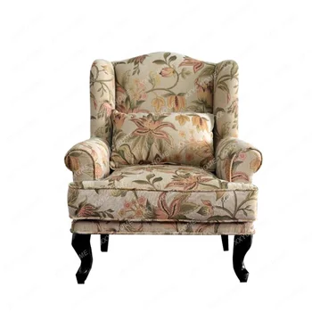 Одноместный диван из фигурной ткани для гостиной, кресло для отдыха в маленькой квартире, ретро-диван Изображение