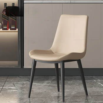 Итальянский Современный Роскошный обеденный стул, Кожаный туалетный столик для квартиры, Офисное Кресло для салона, Дизайнерская Ресторанная мебель в скандинавском стиле Изображение