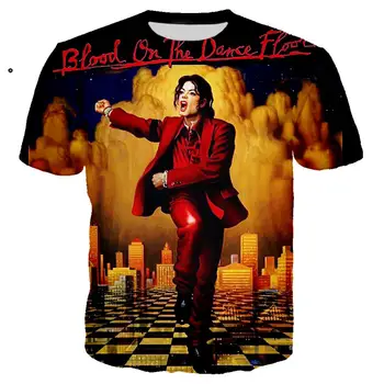 Модный рок-певец Майкл Джексон, футболка с 3D принтом, унисекс, летняя повседневная уличная одежда в стиле хип-хоп Harajuku, мужские и женские топы оверсайз Изображение