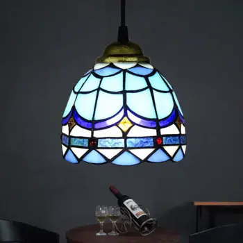 Подвесной светильник в стиле Тиффани, потолочный светильник, креативный светильник из витражного стекла, столовая, кухня, уголок для завтрака Изображение