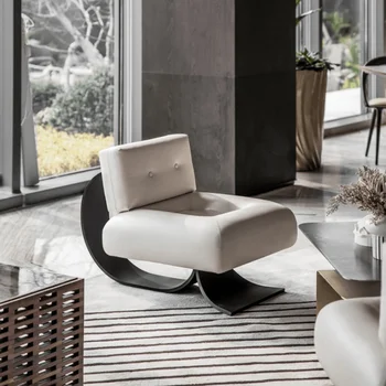 Простой дизайн в скандинавском стиле, Одноместный диван-кресло с рыбьим Хвостом, Домашний Гостиничный Свет, Роскошный Шезлонг, Креативный Диван-кресло для чтения на балконе. Изображение