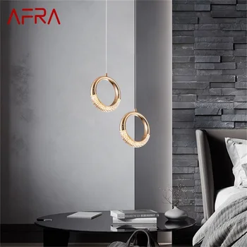 Подвесной светильник AFRA Современные светодиодные креативные светильники с круглым кольцом, декоративные для домашней лестницы, прохода Изображение