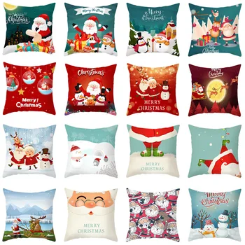 Красная рождественская подарочная подушка Офисная диванная подушка Санта Клауса, чехол из лося на заказ Изображение