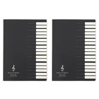 2X Записная книжка с нотами в пять строк Музыкальная вкладка Staff Stave Notebook Изображение