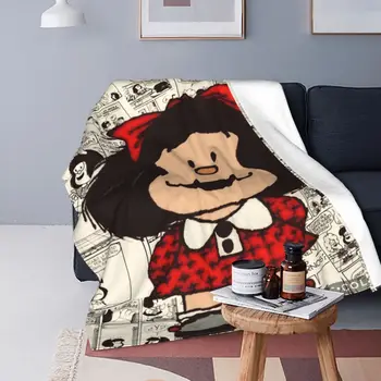 3D Принт аниме Одеяла Mafalda, Дышащая Мягкая Фланель, летнее одеяло с рисунком Каваи из мультфильма для дивана на открытом воздухе, спальня Изображение