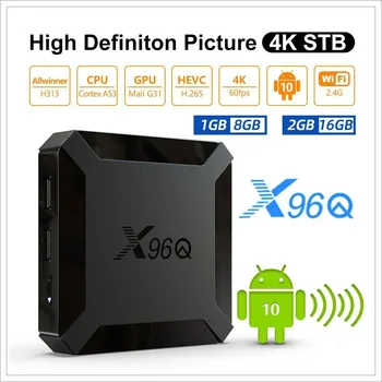 X96Q Android 10 TV Box Allwinner H313 2 ГБ 16 ГБ 2,4 ГГц WiFi 4K Медиаплеер Google Gaming 3D Video Smart TV телеприставка Pk H96max Изображение