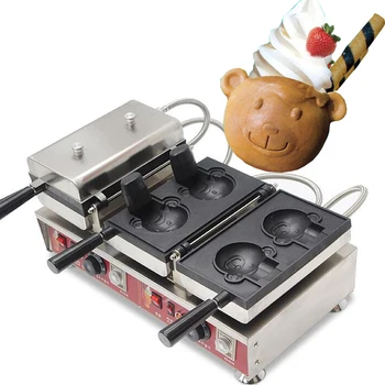 Электрический 4 шт Кухонный Мишка для приготовления вафельного торта, машина для приготовления мороженого Тайяки, Вафельница для горячих десертов с мультяшным мишкой в виде животного Изображение