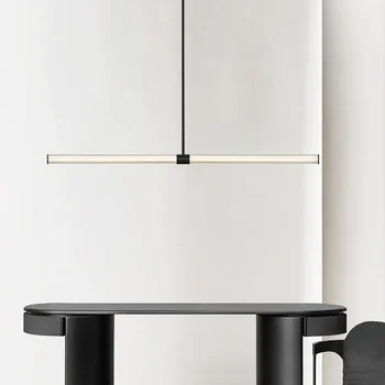 Итальянский минимализм Современная минималистичная Ресторанная люстра Барная стойка из скандинавского креативного стекла Высокого дизайна Длинная лампа Изображение