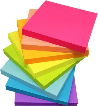 Красочные блокноты для заметок Super Sticking Power, 3x3 дюйма, 100 Листов / Блокнотов, Самоклеящиеся блокноты для офиса, школы, 8 блокнотов в упаковке Изображение