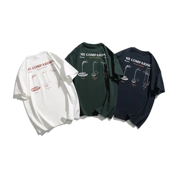 Американская винтажная футболка с милым простым ретро-котом с короткими рукавами, свободная версия 2023, летние новые топы с короткими рукавами, женская одежда Изображение