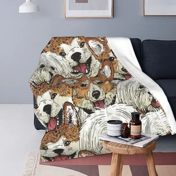 Одеяло для шотландских собак породы Акита-ину, подарок любителю собак, шерстяные потрясающие теплые пледы для обивки стульев и диванов зимой Изображение