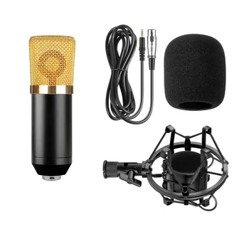 BM700 Конденсаторный микрофон Домашняя компьютерная сеть Караоке-устройство Проводной микрофон (Черные трубки и черные сетки) Изображение