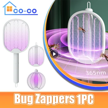 Бытовая лампа-убийца от комаров 4 в 1, складная электрическая мухобойка от комаров, USB Перезаряжаемая ударная лампа-убийца от комаров двойного назначения Изображение