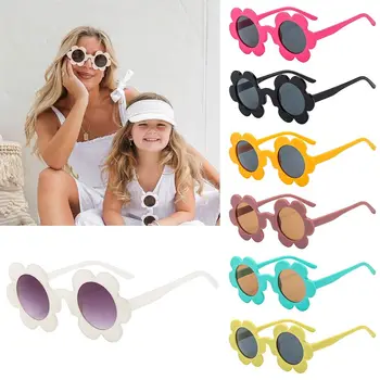 Круглые солнцезащитные очки в виде подсолнуха, милые солнцезащитные очки с защитой от UV400 Y2K, цветочные оттенки для новой дискотеки/фестиваля/вечеринки/Музыкального фестиваля Изображение