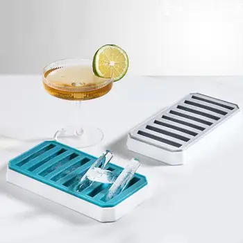 8 Отверстий Силиконовые формы для Кубиков льда Лоток Длинная Узкая Бутылка для воды Форма для палочек для льда Полоска Льда Эскимо Торт Diy Кухонные Инструменты Лоток для льда Изображение