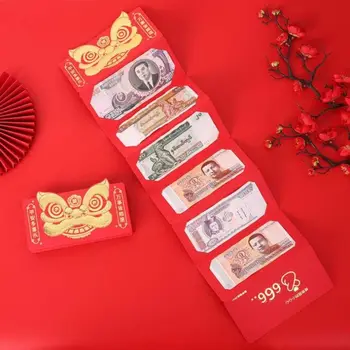 Китайский Новый Год Красный Конверт-Пакет Складные Счастливые Денежные Мешки Год Тигров Весенний Фестиваль Красный Счастливый Пакет для Ребенка Изображение