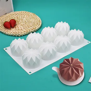 Силиконовые формы для торта с ромбовидной текстурой на 8 отверстий, кухонные формы для выпечки замороженного мусса, инструменты для выпечки мыла ручной работы, форма для свечей. Изображение