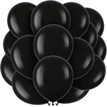 100 шт. Воздушный шар, черные украшения для вечеринки по случаю Дня рождения, Мужчины, Женщины, Украшения на Хэллоуин, Латексные воздушные шары, круглые Изображение