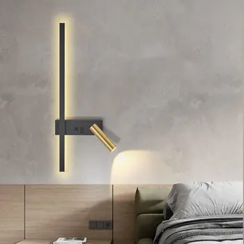Современный настенный светильник в скандинавском стиле, прикроватный прожектор для спальни, кабинет, ресторан, коридор, прихожая, Светодиодное внутреннее бра, Поворотные светильники Изображение