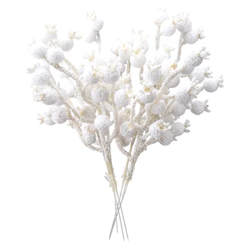 Белые ягоды Вишня Ветки мини Граната Искусственные цветы растений Тычинки Поддельные Фрукты Аксессуары Свадебный Рождественский Декор Изображение