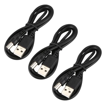 3X USB-кабель 5,5 мм/2,1 мм Кабель питания с разъемом 5 В постоянного тока (черный, 75 см) Изображение