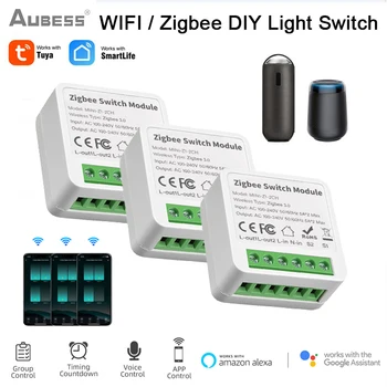 ZigBee/WIFI Tuya Mini Smart Switch 1/2/3/4 Банды Zigbee3.0 Приложение Голосовой Модуль Дистанционного Управления Коммутатором С Amazon Alexa И Google Изображение