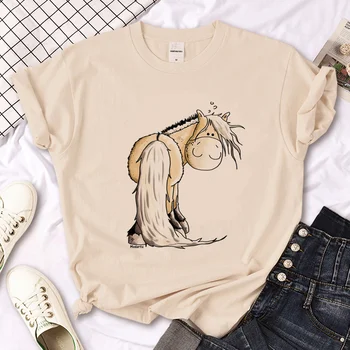 Лошадь топ женщины забавная футболка девушка забавное аниме одежда харадзюку Изображение