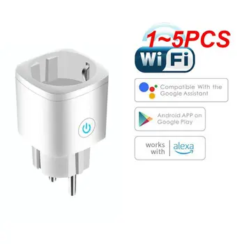 1 ~ 5ШТ ЕС Wifi Smart Plug Wi-Fi Двухрежимный Хронометражный замер мощности Умная розетка Работает с Alexa Home Изображение