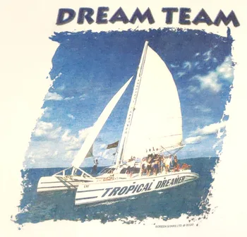 Винтажная Y2K Dream Team Tropical Dreamer Ямайка Белая футболка Производства США Размер XL с длинными рукавами Изображение