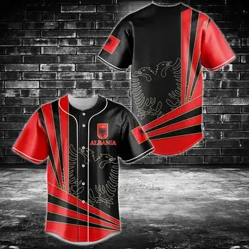 Бейсбольная рубашка в стиле Джерси, индивидуальная бейсбольная рубашка с 3D-изображением флага Албании - Goat Dote Унисекс, спортивная одежда для бейсбола в стиле ретро Изображение