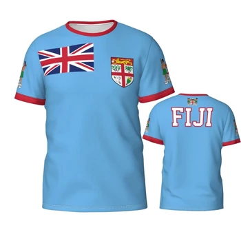 Пользовательское имя, Номер, Эмблема Флага Фиджи, 3D Футболки для мужчин, женские футболки, джерси, одежда для команды, футбол, Подарочная футболка для футбольных фанатов Изображение