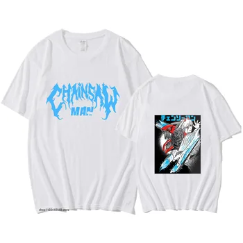 Аниме Chainsaw Man Warrior Футболки Мужская Рубашка С Коротким Рукавом Одежда Графический Y2k Топы Уличная Женская Одежда Унисекс 100% Хлопок Изображение