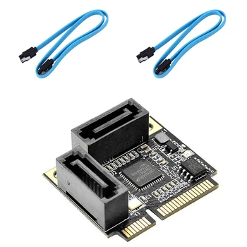 2 порта Mini PCI-E, конвертер PCI Express в SATA 3.0, карта расширения жесткого диска с кабелем SATA для ПК-компьютера Изображение
