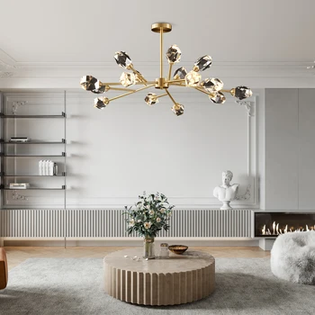 Nordic K9 хрустальная люстра для гостиной, столовая, спальня, домашняя лампа, кофейня, гостиная, декоративная Люстра Изображение
