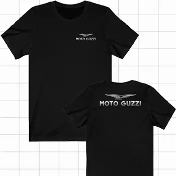 Мужская Черная футболка с логотипом мотоцикла Moto Guzzi Изображение