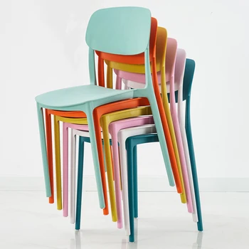 Европейские обеденные стулья на открытом воздухе Дизайнерские Красивые Пляжные Обеденные стулья Европейская Пластиковая Кухонная Мебель Cadeiras Изображение